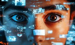 Close-up of eyes with digital overlays