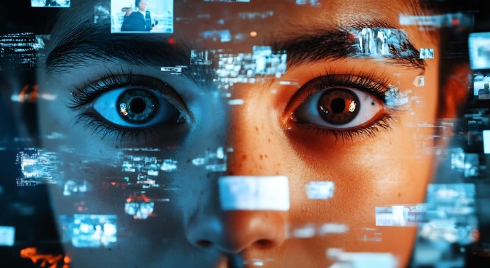 Close-up of eyes with digital overlays